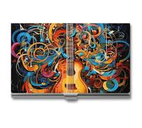 VFKLT Music Series - Portabiglietti da visita in metallo sottile e portatile, per biglietti da visita, carte di credito, per uomini e donne, per viaggi, ufficio, argento, taglia unica, casual,