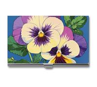 VFKLT Pansy Perfection Print Porta biglietti da visita Tasca sottile portatile in metallo Porta biglietti da visita Organizzatore per biglietti da visita Portafoglio per carte di credito Multi Card