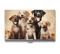 VFKLT Porta biglietti da visita con cani Happy Party Tasca sottile portatile in metallo per biglietti da visita Organizzatore per biglietti da visita Portafoglio per carte di credito Custodia per