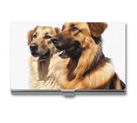 VFKLT Porta biglietti da visita con due cani Tasca sottile portatile in metallo per biglietti da visita Organizzatore per biglietti da visita Portafoglio per carte di credito Multi Card Case per