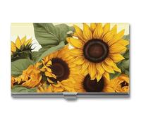 VFKLT Porta biglietti da visita floreale con girasoli tasca sottile portatile in metallo porta biglietti da visita organizer per biglietti da visita portafoglio per carte di credito multi custodia per