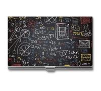 VFKLT Porta biglietti da visita matematica e fisica, tasca sottile e portatile in metallo, per biglietti da visita, per uomini e donne, argento, taglia unica, colore argento, taglia unica, argento,
