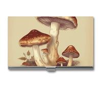 VFKLT Porta biglietti da visita vintage con funghi commestibili, sottile, portatile, in metallo, per biglietti da visita, organizer per biglietti da visita, portafoglio per carte di credito, per