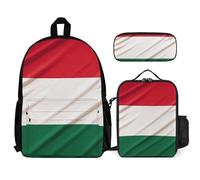 VFKLT Zaino con bandiera dell'Italia con astuccio portapranzo, set da 3 pezzi, borsa da viaggio, zaino casual per laptop, bianco, taglia unica, zaini da viaggio, bianco, Taglia unica, Zaini da viaggio