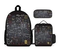 VFKLT Zaino per matematica e fisica con portapranzo, set da 3 pezzi, borsa da viaggio, zaino casual per laptop, bianco, taglia unica, zaini da viaggio, Bianco, taglia unica