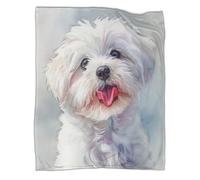 VFKLZCNYR Coperta in pile con stampa con cane maltese, morbida e lussuosa, con design 3D, per divano e letto, in morbida microfibra, sportiva, per letto e divano, 100 x 130 cm