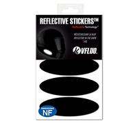 VFLUO BLACK OVAL™, Kit 4 adesivi rifrangenti/riflettenti per casco moto, Visibilità di notte, 3M Technology™, Nero