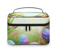 VFMKT April - Trousse per trucchi pasquale, portatile, da viaggio, con cerniera, organizer per trucchi e articoli da toeletta per donne e donne, Aprile Pasqua, 25x18x15cm