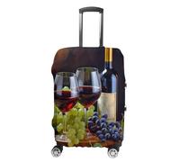 VFMKT Art Red Wine Galsses & Grapes Travel Luggage Cover Elastico Lavabile Copertura per Valigie Antipolvere Antigraffio Protezione per Valigia Adatto 19-32 Pollici Bagagli, Stile:, M