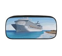 VFMKT Astuccio in pelle impermeabile carino portapenne da viaggio cosmetico borsa organizer portapenne per uomini e donne, nave da crociera sul mare