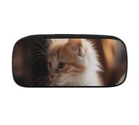 VFMKT Astuccio in pelle impermeabile carino portapenne da viaggio per cosmetici borsa organizer portapenne per uomini e donne, morbido e carino gatto