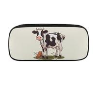 VFMKT Astuccio in pelle impermeabile carino portapenne da viaggio per cosmetici borsa organizer portapenne per uomini e donne, mucca da latte