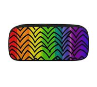 VFMKT Astuccio in pelle impermeabile carino portapenne da viaggio per cosmetici borsa organizer portapenne per uomini e donne, motivo arcobaleno Gay Pride