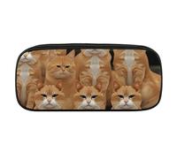 VFMKT Astuccio in pelle impermeabile carino portapenne da viaggio per cosmetici borsa organizer portapenne per uomini e donne, gatti arancioni