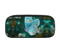 VFMKT Astuccio in pelle impermeabile carino portapenne da viaggio per cosmetici borsa organizer portapenne per uomini e donne, farfalla blu chiaro