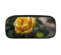 VFMKT Astuccio in pelle impermeabile carino portapenne da viaggio per cosmetici borsa organizer portapenne per uomini e donne, rosa gialla che cresce