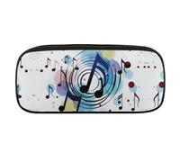 VFMKT Astuccio in pelle impermeabile carino portapenne da viaggio per cosmetici borsa organizer portapenne per uomini e donne, note musicali a pois