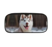 VFMKT Astuccio in pelle impermeabile carino portapenne da viaggio per cosmetici borsa organizer portapenne per uomini e donne, Husky Piquant Dog, stile