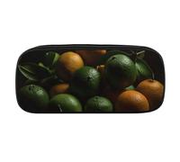 VFMKT Astuccio in pelle impermeabile carino portapenne da viaggio per cosmetici borsa organizer portapenne per uomini e donne, verde e giallo arancione