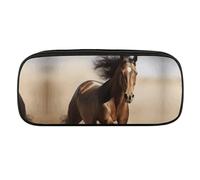 VFMKT Astuccio in pelle impermeabile carino portapenne da viaggio per cosmetici borsa organizer portapenne per uomini e donne, cavallo che corre