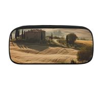 VFMKT Astuccio in pelle impermeabile carino portapenne da viaggio per cosmetici organizer portapenne per uomini e donne, vista del tipico paesaggio toscano