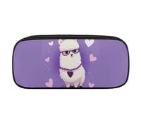 VFMKT Astuccio in pelle impermeabile carino portapenne da viaggio per cosmetici organizer portapenne per uomini e donne, viola alpaca, amore