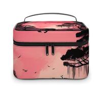 VFMKT Beauty case da viaggio portatile con elefante lunare borsa per cosmetici con cerniera organizer per cosmetici da donna, Elefante Luna, 25x18x15cm