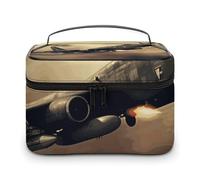 VFMKT Beauty case portatile da viaggio con aereo da guerra, borsa per cosmetici con cerniera, organizer per trucchi da donna, Aereo da guerra, 25x18x15cm