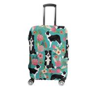 VFMKT Border Collie Florals Copertura per bagagli da viaggio, elastica, lavabile, antipolvere, antigraffio, adatta per bagagli da 48 a 81 cm, Stile:, L