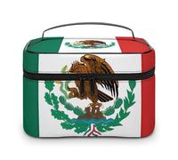 VFMKT Borsa da trucco con bandiera del Messico, borsa da viaggio portatile con cerniera, organizer per trucchi da donna, borsa da toilette per donne, Bandiera del Messico, 25x18x15cm