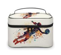 VFMKT Borsa da trucco da donna con motivo a pallacanestro, borsa da viaggio portatile con cerniera, organizer per trucchi da donna, 25 x 18 x 15 cm, Modello da donna di basket, 25x18x15cm