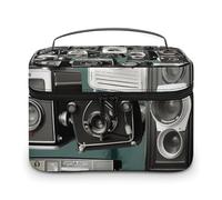 VFMKT Borsa da viaggio portatile da viaggio per cosmetici, con cerniera, organizer per cosmetici da donna, stile retrò, Retro Cool Camera Collection, 25x18x15cm