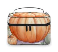 VFMKT Borsa per il trucco con zucche ad acquerello autunnale borsa da viaggio portatile borsa cosmetica con cerniera organizer per trucco borsa da toilette per donne signore, Autunno Acquerello Zuc