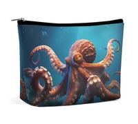 VFMKT Borsa per il trucco da donna borsa impermeabile per cosmetici a forma di polpo con animale borsa per il trucco con cerniera borsa da toilette da viaggio organizer per donne signore, Stile