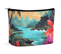 VFMKT Borsa per il trucco da donna borsa impermeabile per cosmetici Hello Hawaii borsa per il trucco con cerniera borsa da viaggio organizer per donne signore, Stile:, Taglia unica