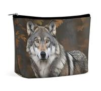 VFMKT Borsa per il trucco da donna borsa impermeabile per cosmetici Wild Wild Wild Grey Wolf Makeup Pouch con cerniera borsa da viaggio organizer per donne signore, Stile:, Taglia unica