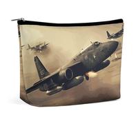 VFMKT Borsa per il trucco da donna, borsa per cosmetici impermeabile, borsa per cosmetici con aereo da guerra, con cerniera, borsa da toeletta da viaggio organizer per donne, Stile:, Taglia unica