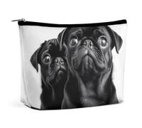 VFMKT Borsa per il trucco da donna borsa per cosmetici impermeabile carino nero carlino cane trucco sacchetto con cerniera borsa da viaggio organizer per donne signore, Stile:, Taglia unica