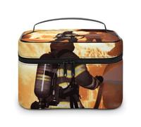 VFMKT Borsa per il trucco da donna con fiamma, da viaggio, portatile, con cerniera, per donne e donne, 25 x 18 x 15 cm, Vigile del fuoco fuoco fiamma, 25x18x15cm