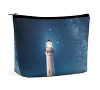 VFMKT Borsa per il trucco da donna, impermeabile, con faro sotto la notte stellata, borsa per il trucco con cerniera, organizer da viaggio per donne e donne, Stile:, Taglia unica