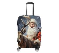 VFMKT Copertura per bagagli da viaggio con Babbo Natale e cervi ed alce, elastica, lavabile, antipolvere, antigraffio, adatta per bagagli da 48 a 81 cm, Stile:, XL