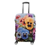 VFMKT Coprimaterasso da viaggio con fiori del pensiero, elastico, lavabile, antipolvere, antigraffio, adatto per bagagli da 48 a 81 cm, Stile:, XL