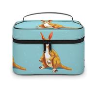 VFMKT Divertente borsa per il trucco a forma di canguro con cartoni animati, portatile, da viaggio, con cerniera, organizer per trucchi e articoli da toeletta per donne e donne, Zoo di canguro