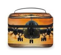 VFMKT DuSky, trousse portatile da viaggio con cerniera, organizer per trucchi da donna, 25 x 18 x 15 cm, Aereo militare atterraggio sulle piste dell'aeronautica militare contro la bella DuSky
