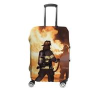 VFMKT Firefighter Fireman Flame Travel Luggage Cover Elastico Lavabile Copertura per Valigie Antipolvere Antigraffio Protezione per Valigia Adatto 19-32 Pollici Bagagli, Stile:, S
