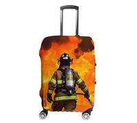 VFMKT Firefighter Fireman Flame Travel Luggage Cover Elastico Lavabile Copertura per Valigie Antipolvere Antigraffio Protezione per Valigia Adatto 19-32 Pollici Bagagli, Stile:, S