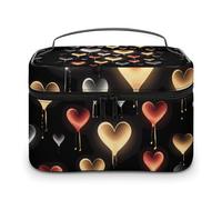 VFMKT Glowing Love Makeup Bag Portatile Viaggio Cosmetici Borsa Cerniera Organizzatore di Trucco Borsa da Toilette per Donne Signore, Amore incandescente, 25x18x15cm
