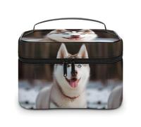 VFMKT Husky - Trousse da viaggio con cane piccante, portatile, con cerniera, organizer per trucchi da donna, 25 x 18 x 15 cm, Cane Husky Piquant, 25x18x15cm