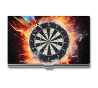 VFMKT Porta biglietti da visita in metallo sottile Custodia per biglietti da visita portatile Tasca porta carte di nome Dart Board Portafoglio per uomo donna ufficio viaggi