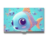 VFMKT Porta biglietti da visita in metallo sottile Custodia portatile per biglietti da visita tasca porta biglietti da visita porta biglietti da visita carino portafoglio con pesce per uomo donna